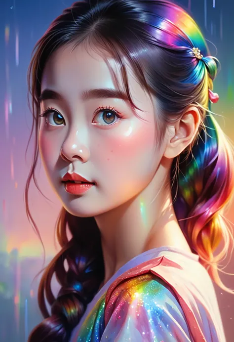 rainbow painting, prismastic, holographic, chromatic aberration,
masterpiece, best quality, 1 girl,  chinese