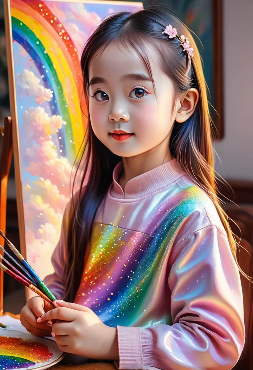 Rainbow painting, prismastic, holographic, Chromatic Aberration,
masterpiece, best quality, 1 Girl,  Chinese