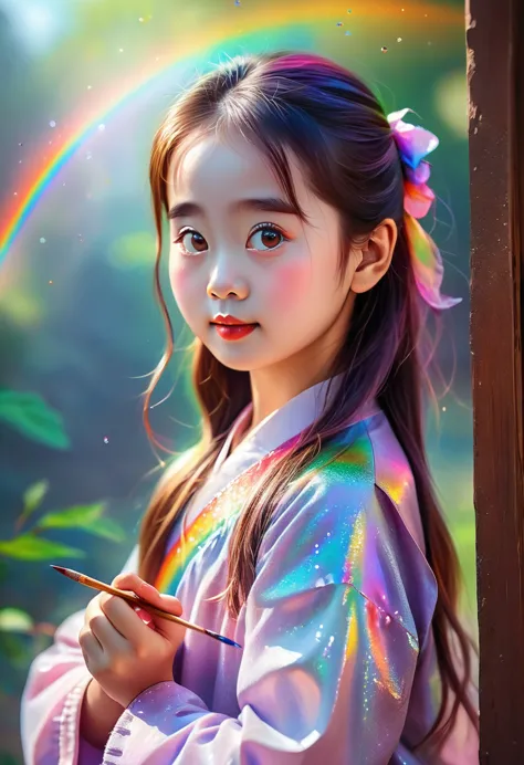 rainbow painting, prismastic, holographic, chromatic aberration,
masterpiece, best quality, 1 girl,  chinese