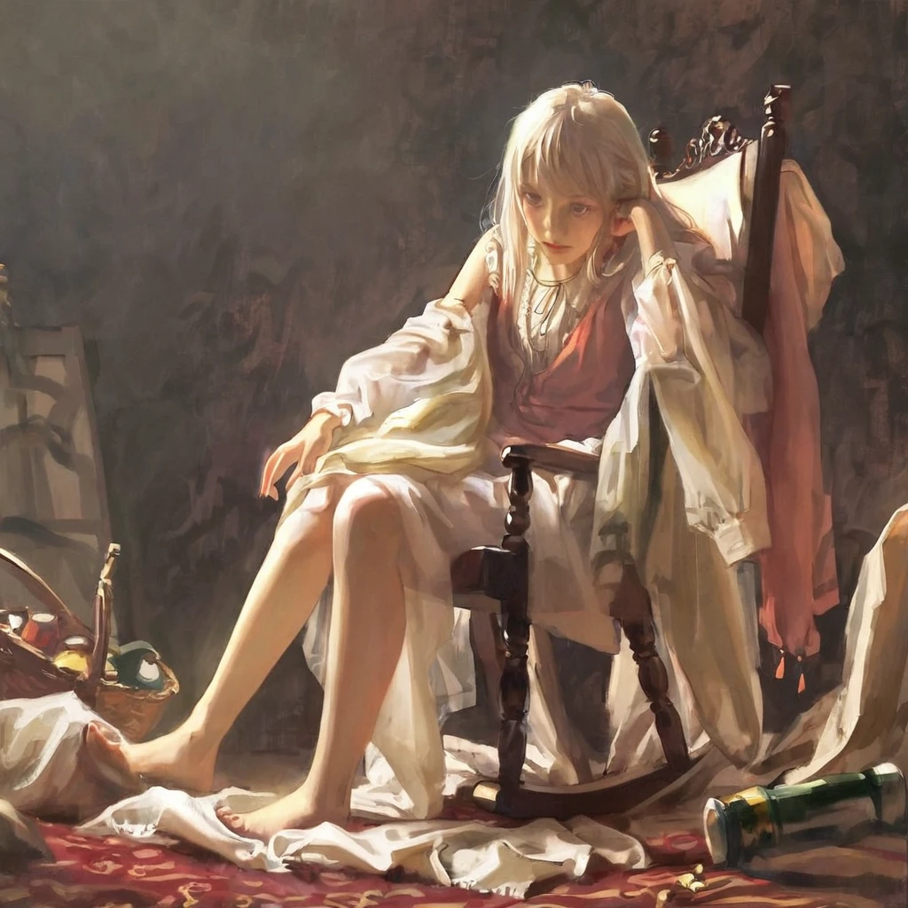 score_9, score_8_up, score_7_up, score_6_up, score_5_up, score_4_up, fkey70, masterpiece, best quality, high quality, A white haired girl girl sitting in a chair, hyperrealistic anime painting, modern clothes, anime painting, loose long hair, black background, dramatic diagonal lighting, painterly, realistic painting, soft feature, detailed clothes, detailed, rembrandt lighting,
