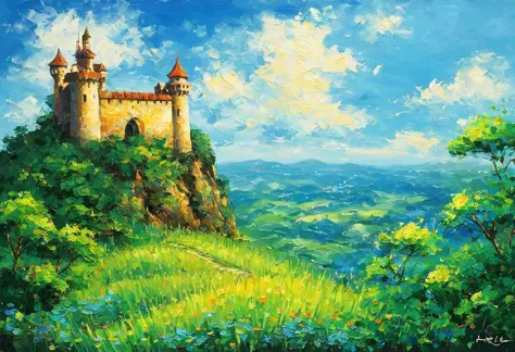 Painting with paints and palette knife。Laputa: Castle in the Sky、Small Birdasterpiece