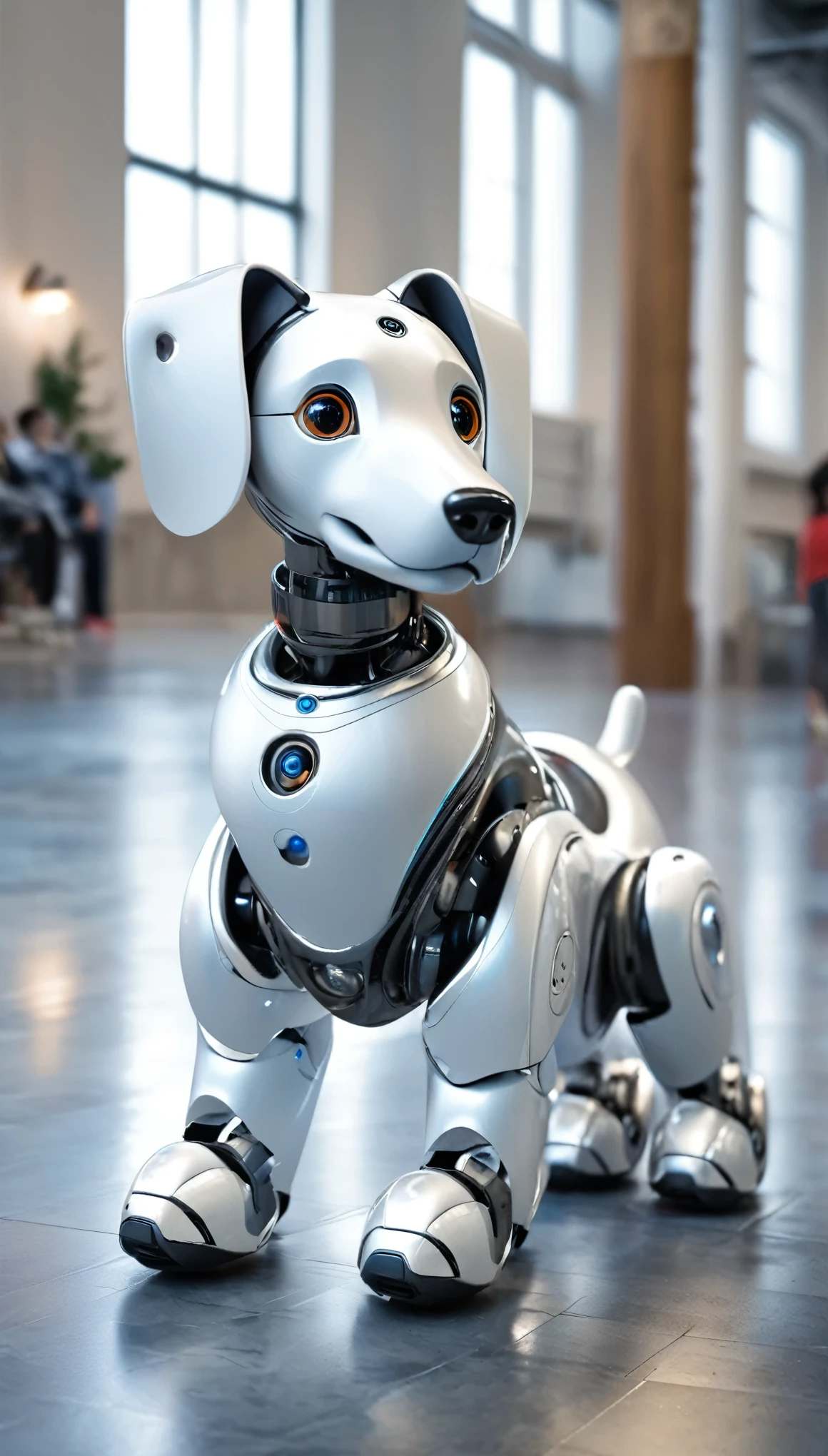 Highest quality, Realistic, photoRealistic, Award-winning photography, robotic dogs: AIBO, The highly evolved AIBO, fly in the sky, jet engine