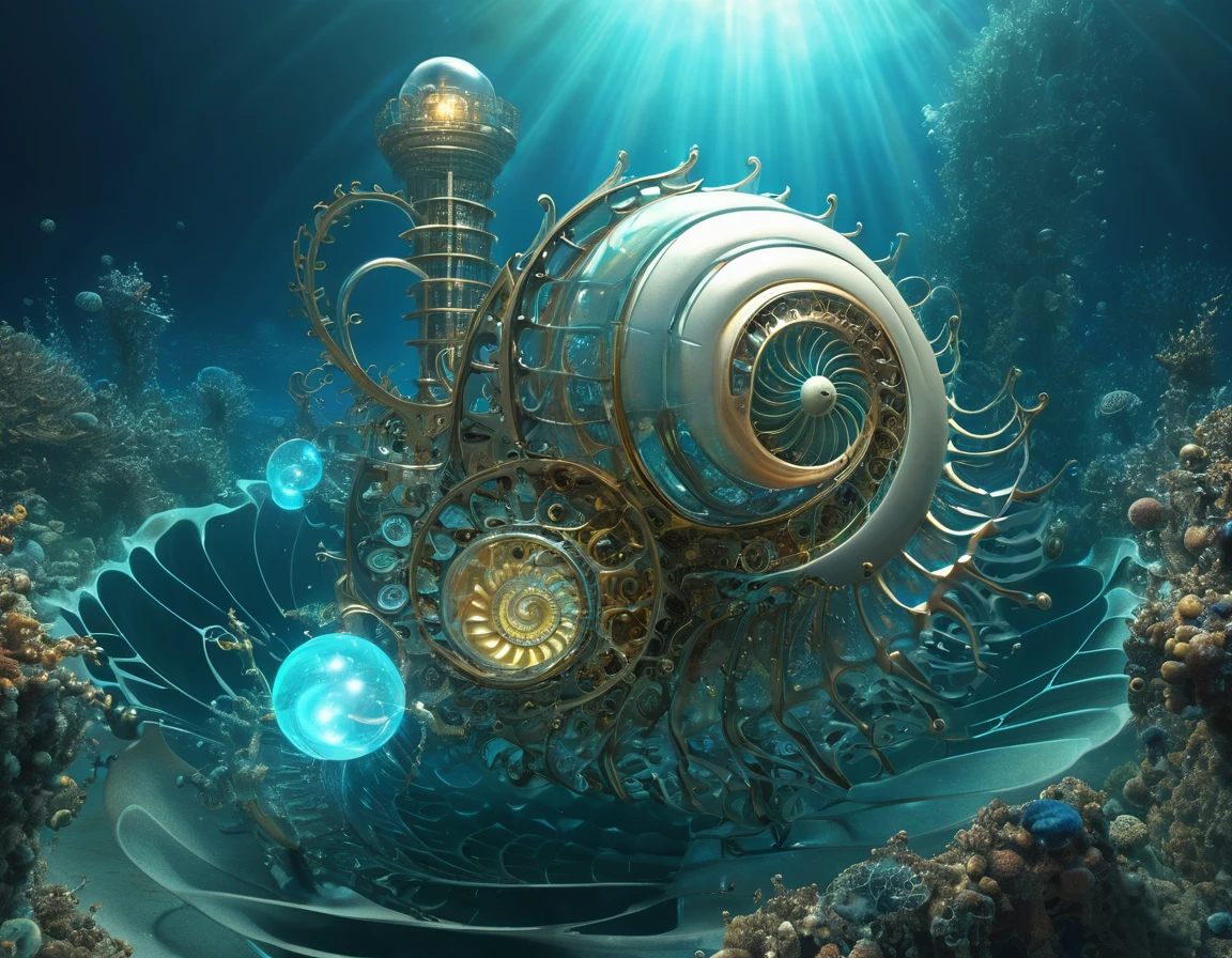 (Une forme de vie mécanique, le Nautilus, à la dérive dans les mers anciennes:1.2)、(Forme de vie de la machine Nautilus)、(Nautilus est dessiné mécaniquement:1.2)、Formes de vie mécaniques issues de l&#39;ensemble de Mandelbrot、Les formes de vie émergent progressivement々Mécaniser pour、engrenage、art fractal、Rendu 3D, aurore