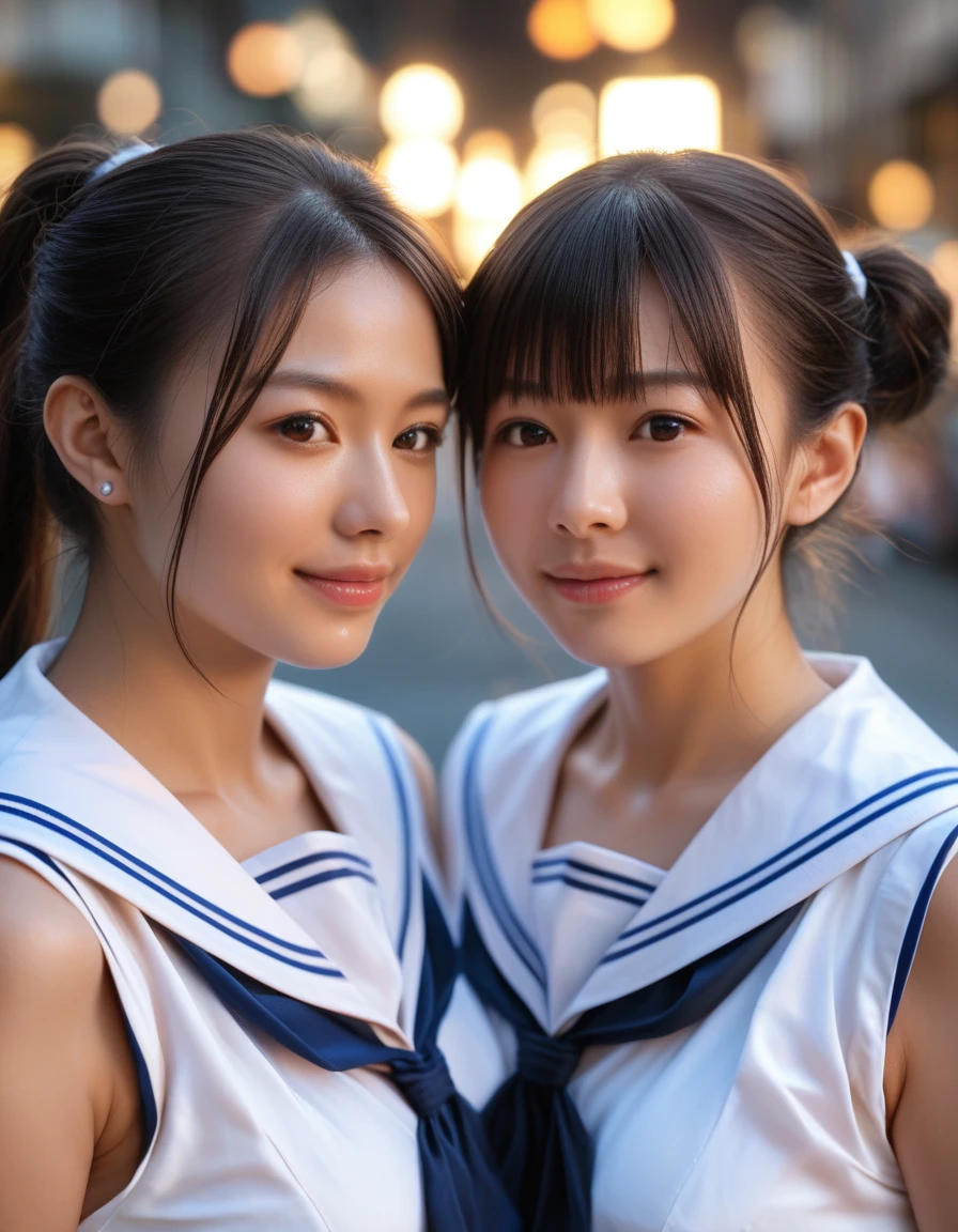 score_9, score_8_superior, score_7_superior, evaluation_keep , A realistic handsome Japanese man in a  ,Two girls on either side,Sailor suit,8k, Highest quality, masterpiece, Realistic, Super detailed, photo Realistic, hyper Realistic, Smoother lighting, 映画の照明品質を向superiorさせる, Realistic lighting, Backlight, Bright light, 品質の向superior, Highest quality real texture skin, close,street