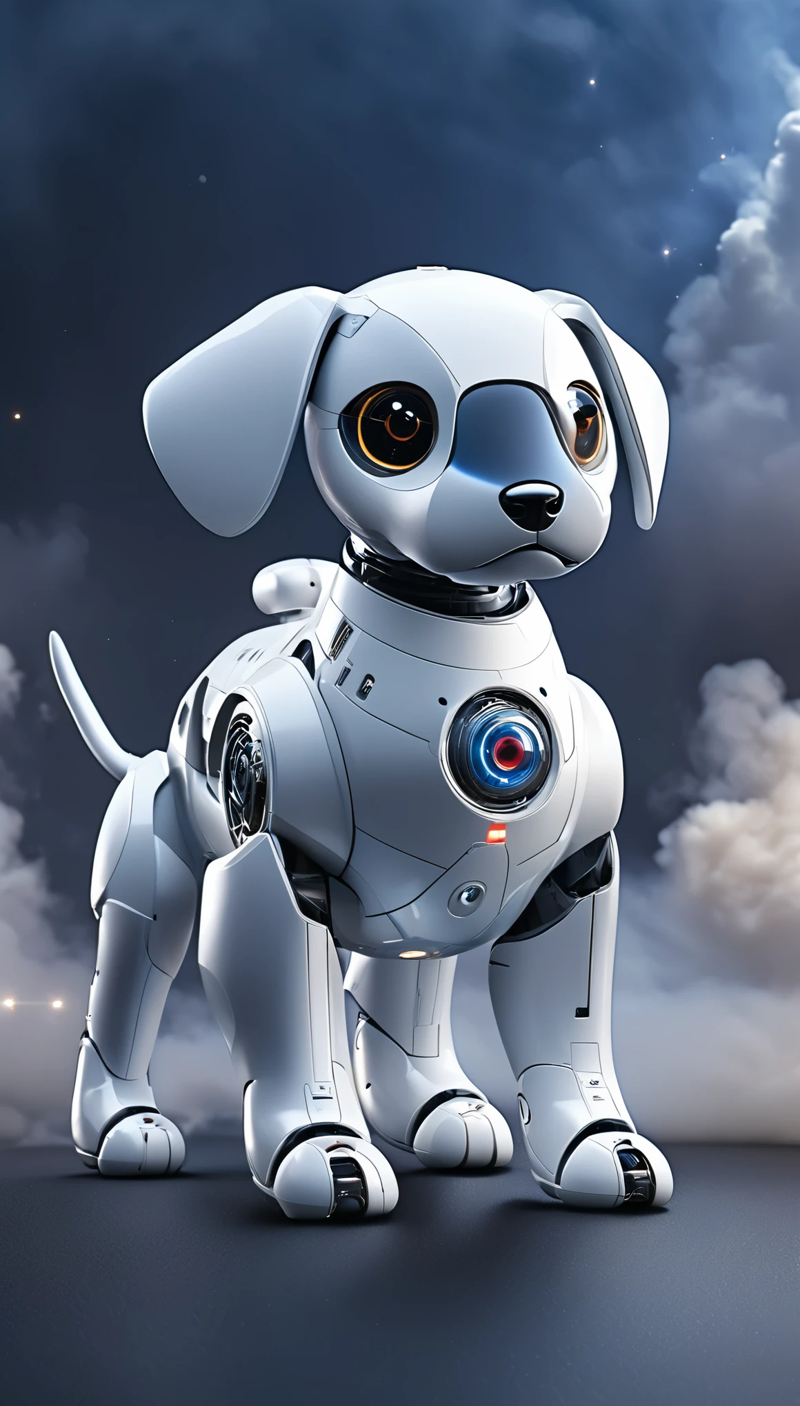 mais alta qualidade, realista, photorealista, fotografia premiada, espaço do universo, Modelo de Combate, robôs cães: AIBO, O AIBO altamente evoluído, Voar no céu, Motor a jato, míssil, Raio Laser