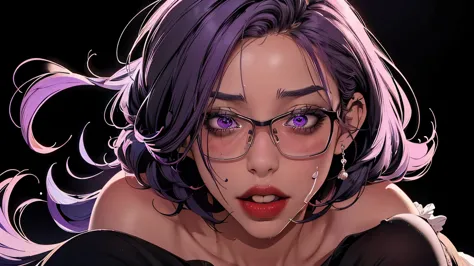 （（（完美number，number，put， grey shirt，hip skirt（（（jmt,glasses,purple hair,short hair,purple eyes,mihondov，purple eyes，purple hair，m...