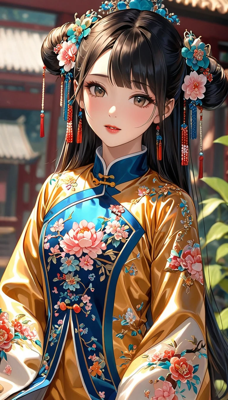 Beautiful 15-year-old Chinese princesses with long black hair　Gorgeous embroidery, Ultra glossy, She is wearing a shiny royal long sleeve Chinese jacket....　She is wearing a Chinese jacket　彼女達は花柄の赤いビニール布団の上でPoopをする　Extremely thick poop　　They climax and cry while cumming　She has hairy swollen pussy　They excrete a lot of waste.　Scat sex　Filth　Poop　Defecation　