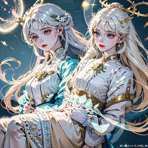 jewelry, delicate makeup, creating a soft light effect. in the style of anime and fantasy art, crystal, delicately drawn, gentle...