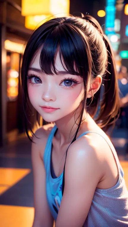 9 year old asian , cute表情, smile, vibrant, cinema lighting, motion blur, ray tracing, 超high resolution, accurate, anatomically c...