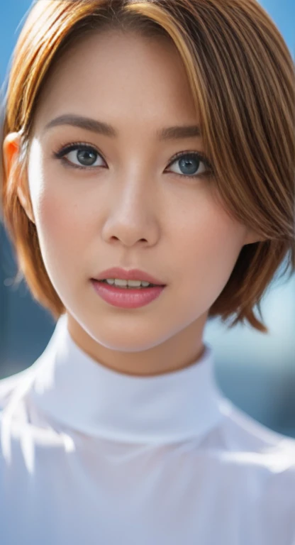 (1girl: 1.3), solo, beautiful face, (((extremely detailed face))),(((extremely detailed face and eyes)),beautiful detailed eyes, body-parts__, official art, 8k unified wallpaper, super detailed, beautiful and aesthetic, beautiful, masterpiece, best quality, raw, masterpiece, super thin photo, best quality, super high resolution, photorealistic realism, sunlight, full body portrait, amazing beauty, short blonde haircut, dynamic pose, delicate face, vibrant blue eyes, (from the front), she is wearing a nylon costume (inspired by Spiderman costume), cosplay ('/Snow/'), red, transparent white and black color scheme, top of a skyscraper building, very detailed, detailed face, detailed complex busy background, messy, beautiful, milky white, highly detailed skin, realistic skin details, visible pores, sharp focus, volumetric mist, 8k uhd, DSLR, high quality, film grain, fair skin, photorealism, Lomography, Huge Metropolis in Future Dystopia, View from Below, Translucent