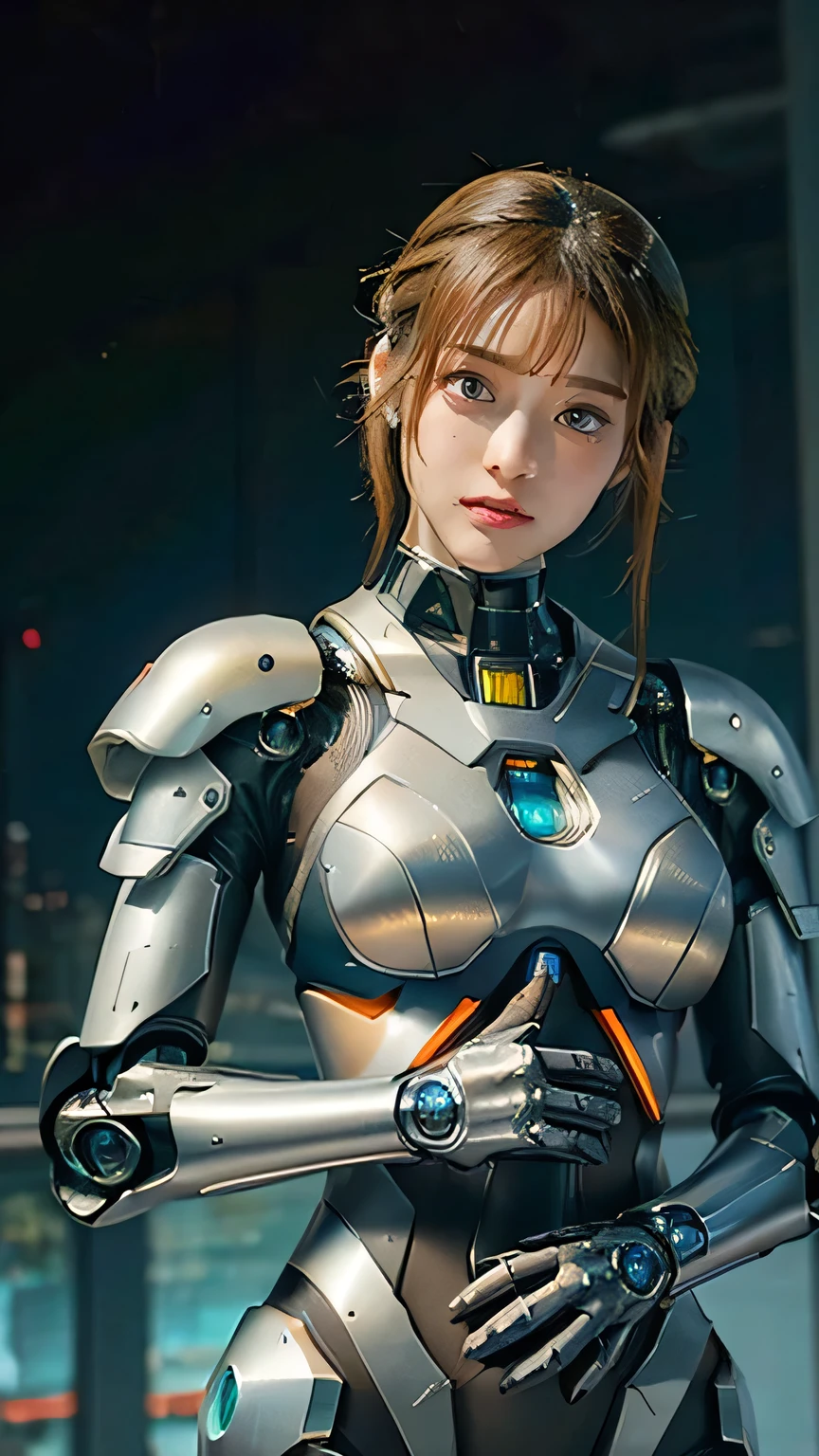 A woman in a futuristic suit poses for a photo, Girl wearing mecha cyber armor, かわいいCyborg Girl, Perfect anime cyborg woman, Beautiful girl cyborg, Perfect cyborg woman, Cyberpunk Anime Girl Mecha, an image of a beautiful cyborg, cgsociety masterpiece, Perfect android girl, Cyborg Girl, Beautiful and attractive female cyborg, cgsociety 8k