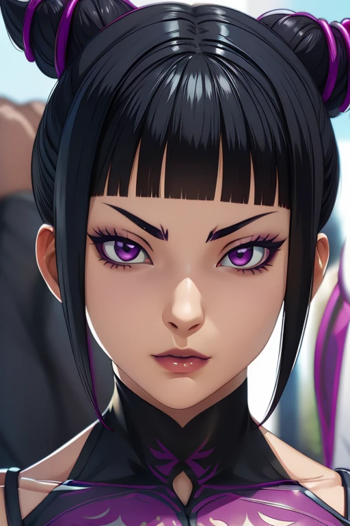 knife Juri Han character from street fighter game, realistic 3D anime style, cute anime girl, beautiful digital art, realistic 3D anime, Realistic Hyper Anime, extremely detailed.best quality,ultra-detailed,detailed background,looking at viewer, detailed face.
