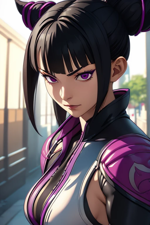 knife Juri Han character from street fighter game, realistic 3D anime style, cute anime girl, beautiful digital art, realistic 3D anime, Realistic Hyper Anime, extremely detailed.best quality,ultra-detailed,detailed background,looking at viewer, detailed face.
