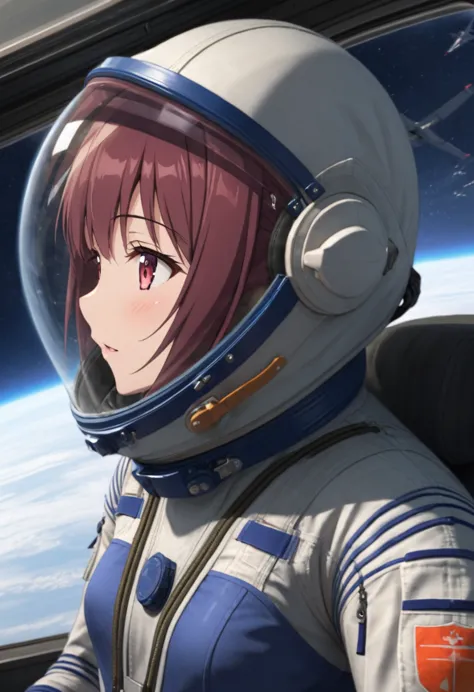 ((female pilot in the cockpit of a reconnaissance plane), (airplane cockpit), (in flight), (10000 feet altitude)、(sky view):1.7)...