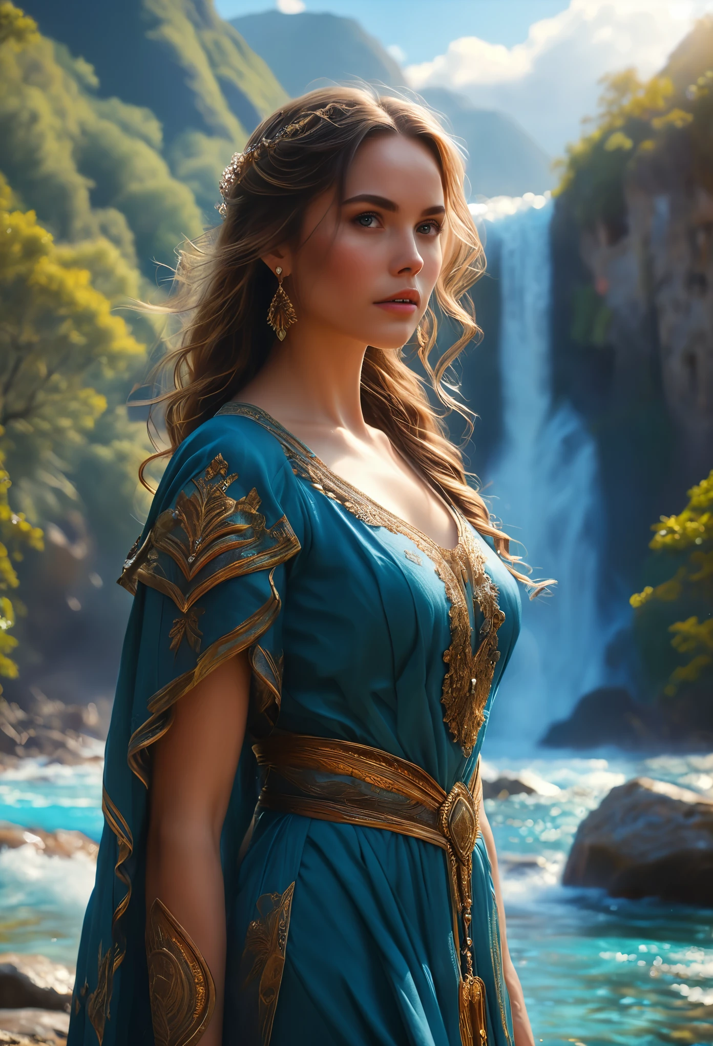 Cliff overlooking the waterfall, There are some arch-shaped stones on the top, Matte painting 8k, Matte Paint 8K, Portrait Wallpaper 8K, Portrait Wallpaper 8K, Portrait Wallpaper 4K, Portrait Wallpaper 4K, The Lost Series, realistic fantasy render, 8K resolution digital painting, 8K resolution digital painting,  Jessica Rossier Fantasy Art, 4K rendered matte paint, 3D rendered matte paint  