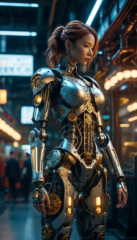 full body shot, mechanical creature that look like beautiful detailed mechanical woman, sexy mechanical creature, mix of horror ...