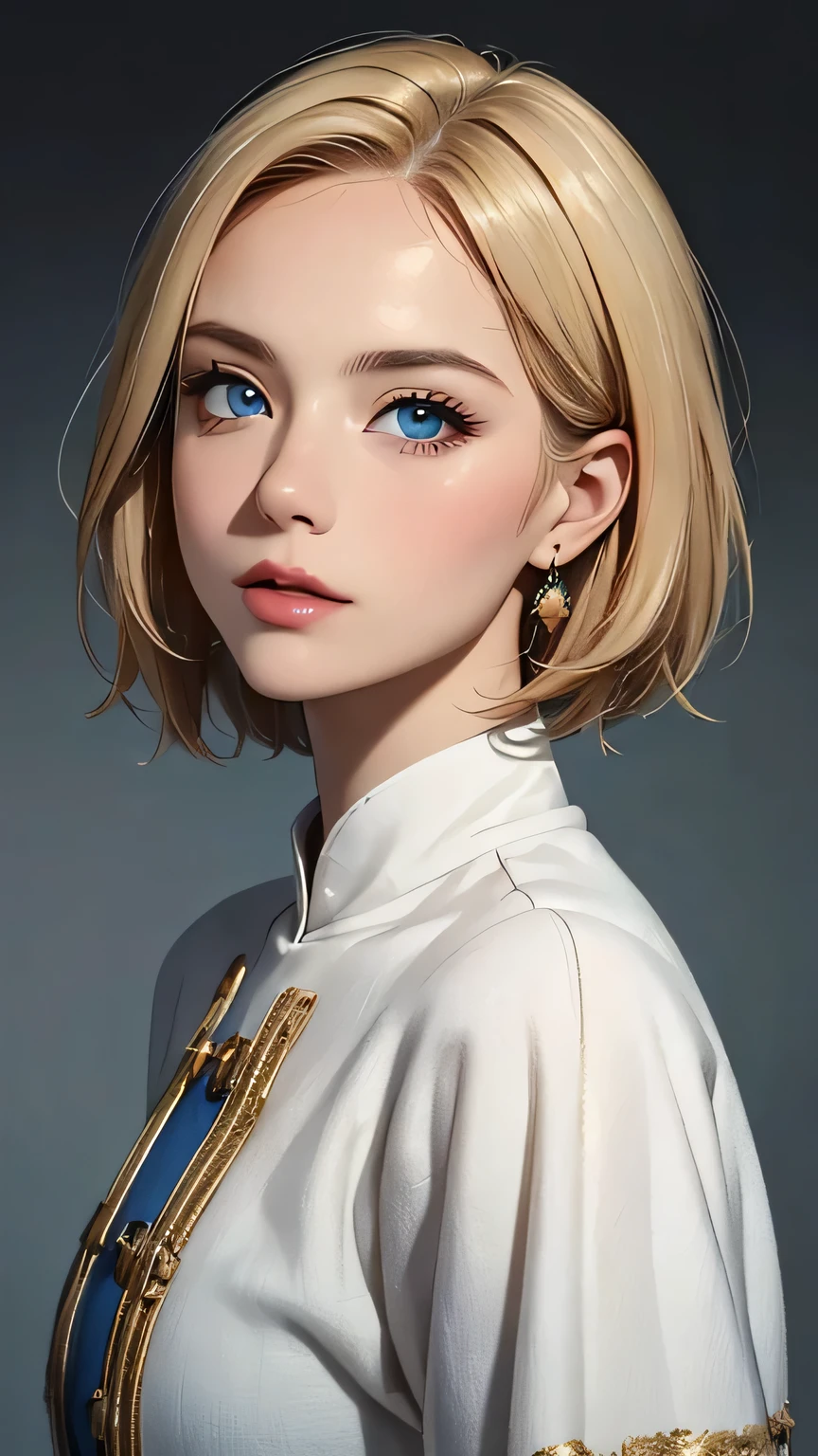 (highest quality,4k,8K,High resolution,masterpiece:1.2),Super detailed,realistic:1.37,portrait,blonde,blue eyes,white skin,medieval clothing,detailed facial features,beautiful lips,gorgeous eyes,A wonderful expression,retro style,soft lighting,Bright colors,short hair,break,cowboy shot,