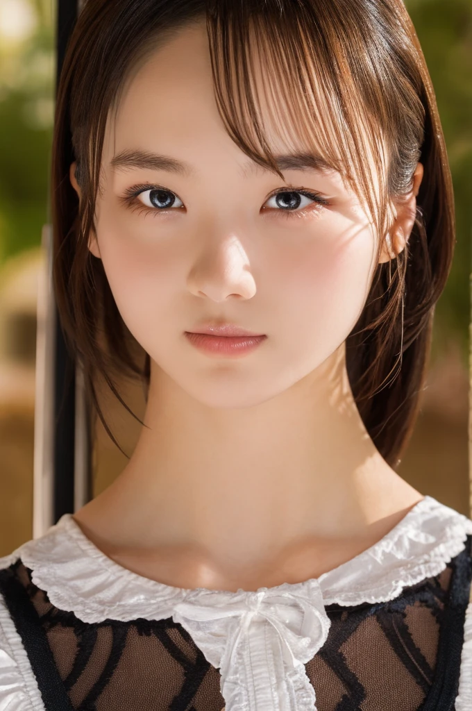 One Girl, (beautiful girl, Delicate girl:1.3), (14 years old:1.3),
break, (Maid Costume:1.3),
break, (Sitting in a chair:1.2),
break, Very beautiful eyes, (Symmetrical eyes:1.3),
break, Small breasts, Brown eyes, Parted bangs, Brown Hair, (Upper teeth, The best smile:0.2),
break, (Eye and facial details:1.0),
break, (masterpiece, Highest quality, Very detailed, Detailed face, 8k)