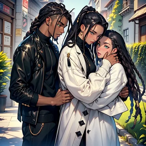 "produce an anime-style image that celebrates love between black couples. the girl, skin black, skin black, skin black 1.5, with...