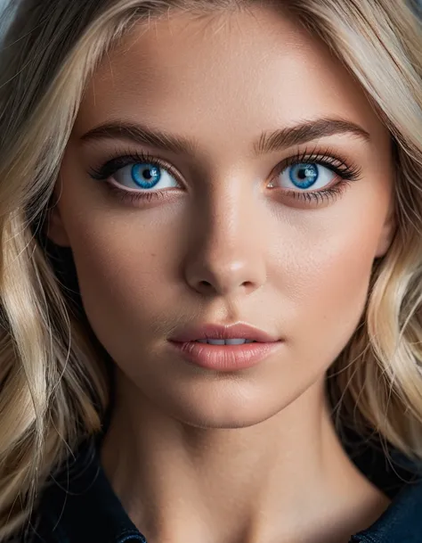 close-up of a striking black, blue-eyed model, ultra-realistic, portrait, shot on a sony a7iii, high quality --air 35:64 --styli...