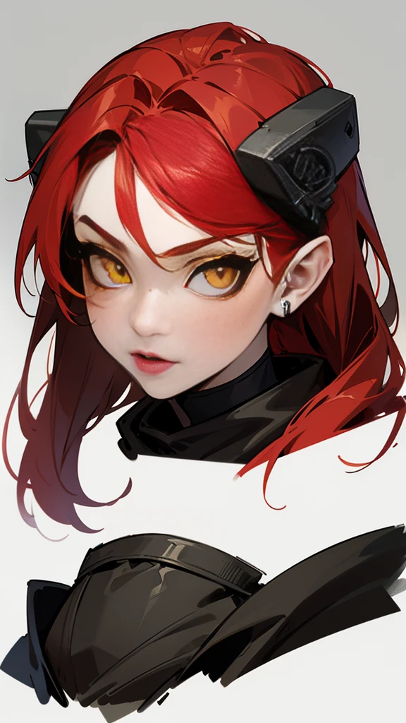 Raider Girl,redhead, Robber's clothes, mechanics, yellow eyes, black make-up, Portrait in DND style