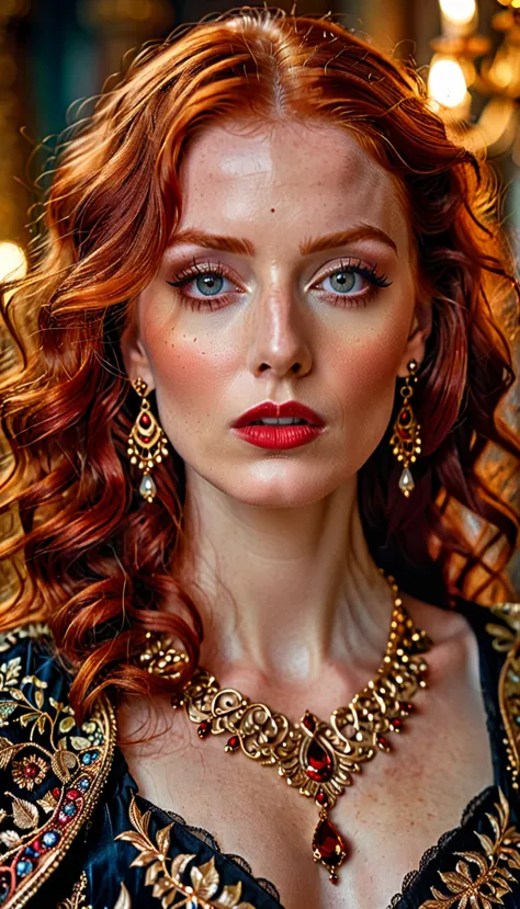 red haired woman, beautiful detailed eyes, beautiful detailed lips, extremely detailed face, long eyelashes, redhead woman, deta...