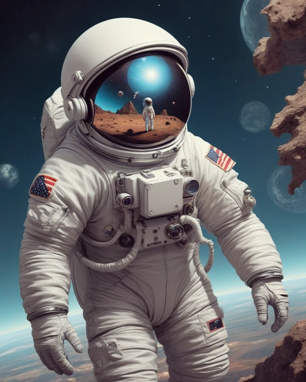 astronaut surreal, cartoon