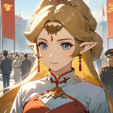 ((Highest quality)), ((masterpiece)), (detailed), （Perfect Face）、The woman is a Chinese Princess Zelda, a blonde Chinese woman w...