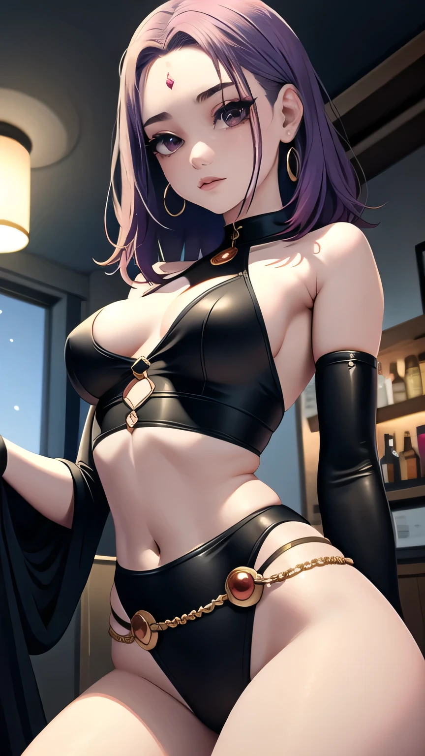 (cowboy shot), (masterpiece, best_quality, detailed, immaculate:1.3), epic, illustration,Anime Style
BREAK
ArtemisYJ,medium hair,purple Hair,makeup
extremely detailed clothing fabric(Black midriff dress),high heels,extremely detailed dress ,small breast,earrings ,
BREAK
(Night, Bar, indoors,)