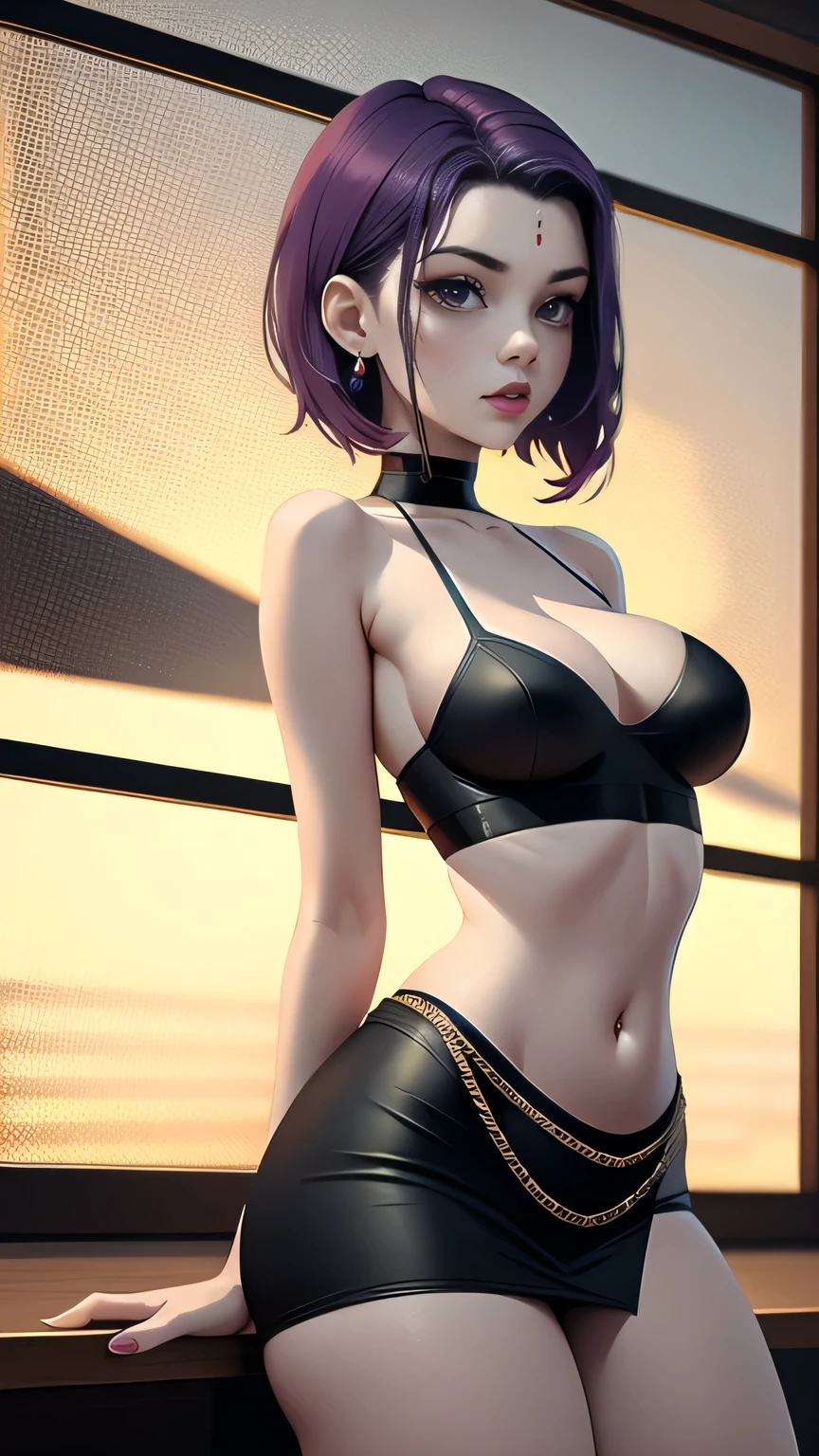 (cowboy shot), (masterpiece, best_quality, detailed, immaculate:1.3), epic, illustration,Anime Style
BREAK
ArtemisYJ,short hair,purple Hair,makeup
extremely detailed clothing fabric(Black midriff dress),high heels,extremely detailed dress ,small breast,earrings ,
BREAK
(Night, Bar, indoors,)