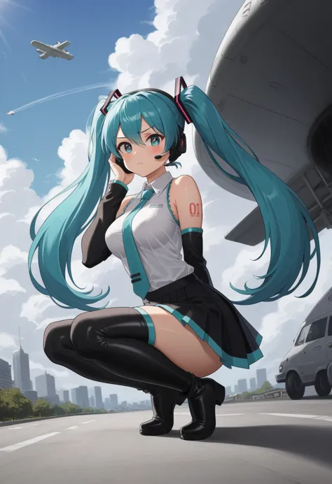 score_9, score_8_up, score_7_up, score_6_up, hatsune miku, 1girl, aircraft, airplane, alternate breast size, aqua eyes, aqua hai...