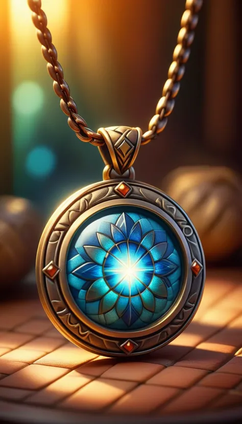 mad_showy_checkers , macro photo, glowing magic fantasy magic necklace,  the light shines through, very detailed, amazing qualit...