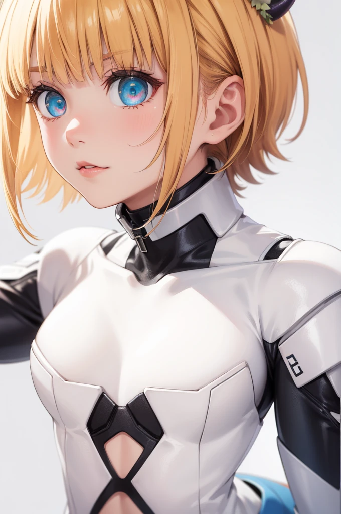 memcho, memcho, blonde hair, blue eyes, blunt bangs, demon horns, fake horns, horns, short hair,
BREAK (pilot suit:1.2)
BREAK looking at viewer,standing, leaning forward, (arms behind back:1.2),
BREAK (masterpiece:1.2), best quality, high resolution, unity 8k wallpaper, (illustration:0.8), (beautiful detailed eyes:1.6), extremely detailed face, perfect lighting, extremely detailed CG, (perfect hands, perfect anatomy),