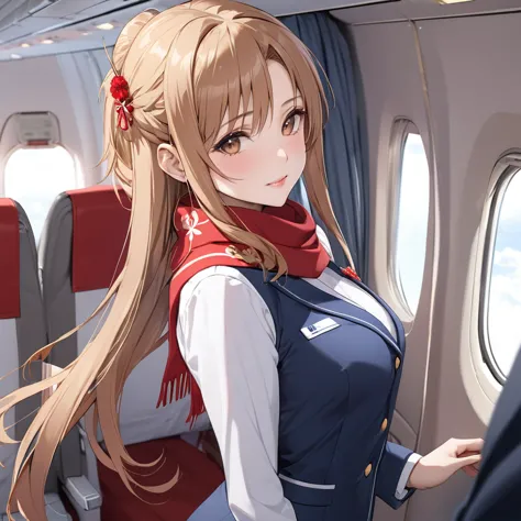 ((highest quality)), ((masterpiece)), (detailed), （perfect face）、the woman is an air china flight attendant, yuuki asuna, a chin...