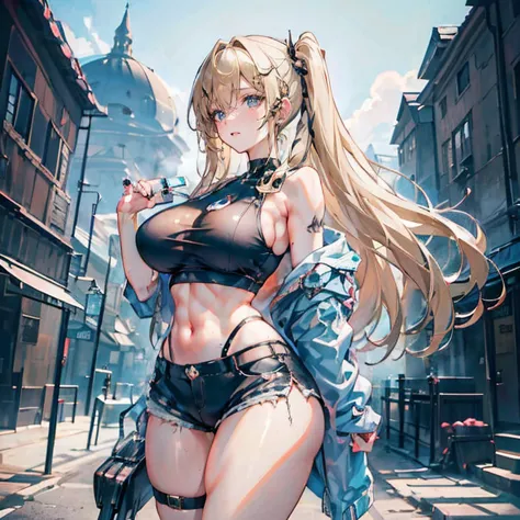 anime kawaii sexy perfect slim sensual body large breast and huge thighs, an intricate and highly detailed illustration of anime...