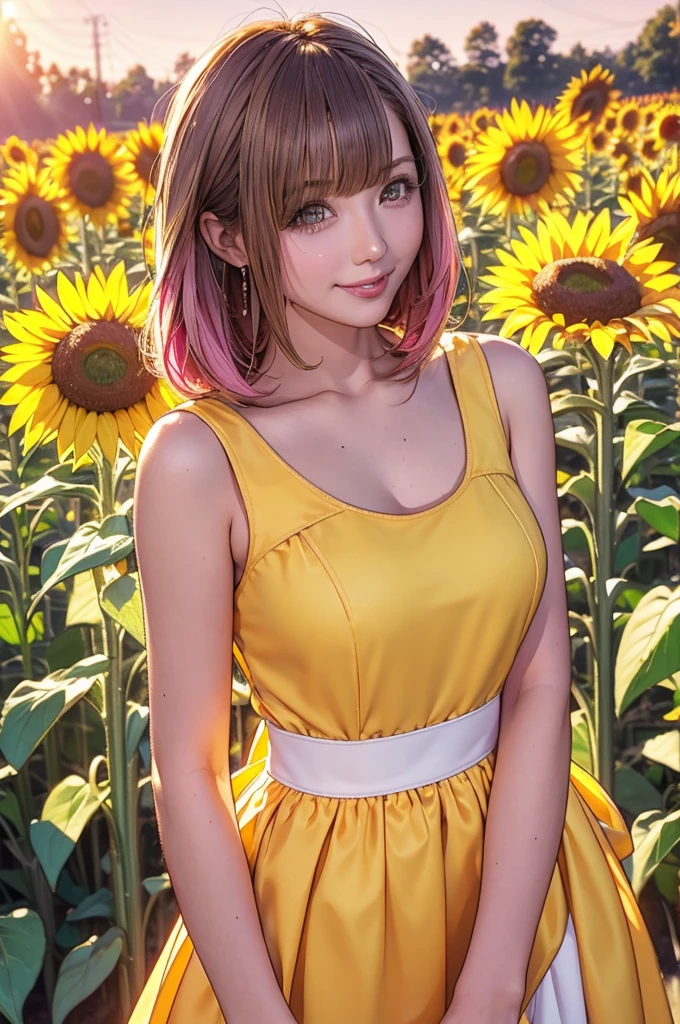 image quality:Highest Quality
Camera Focus: Blur the background
light:sidelight
person:20-year-old female,Japanese,
tracing: gal model tracing sunflower field、Sunflowers are blooming in abundance、Bright light、
Daytime hairstyles: Short Bob、With bangs
dress:GalSee-throughCasualPastel pinkExpression: The best smile、gal
