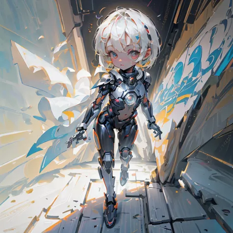 (Top quality, ultra-high resolution, ultra-high definition, historical masterpiece) (High-definition CG illustration: 1.2) One mechanized soldier girl, fighting something (((A short and cute girl like the one in the picture))) Looking at something (Short, , small) (Realistic anime face, beautiful multicolored eyes, large pupils, large face, baby face, beautiful face is preferable) (Perfect white skin, shiny skin, oil, wet, sweat, steam,) ((A complex military bodysuit with white and gold decorations that exposes a lot of skin, holes that expose areola and hairless shaved pussy,)) (Mechanical prosthetic limbs, mechanical forehead jewelry and collar,) (Carefully drawn beautifully swollen areola and nipples, shaved pussy) (Low stance, Capoeira, Combat speed) (diverse active poses, dynamic angles), neon, original and effective use of LoRA,(Short stature, , 6th grade, 100cm tall, baby face,)(Short stature, , 6th grade, 100cm tall, baby face,)