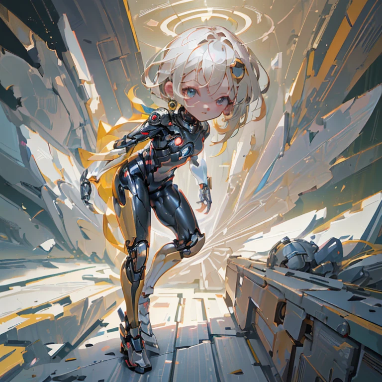 (Top quality, ultra-high resolution, ultra-high definition, historical masterpiece) (High-definition CG illustration: 1.2) One mechanized soldier girl, fighting something (((A short and cute girl like the one in the picture))) Looking at something (Short, , small) (Realistic anime face, beautiful multicolored eyes, large pupils, large face, baby face, beautiful face is preferable) (Perfect white skin, shiny skin, oil, wet, sweat, steam,) ((A complex military bodysuit with white and gold decorations that exposes a lot of skin, holes that expose areola and hairless shaved pussy,)) (Mechanical prosthetic limbs, mechanical forehead jewelry and collar,) (Carefully drawn beautifully swollen areola and nipples, shaved pussy) (Low stance, Capoeira, Combat speed) (diverse active poses, dynamic angles), neon, original and effective use of LoRA,(Short stature, , 6th grade, 100cm tall, baby face,)(Short stature, , 6th grade, 100cm tall, baby face,)