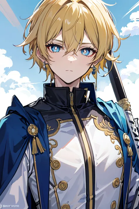 초상화, face_through_torso, arcanepunk, 1man, solo, royalty(prince), handsome guy, light blonde hair, benevolent_face(sky_blue_eyes...