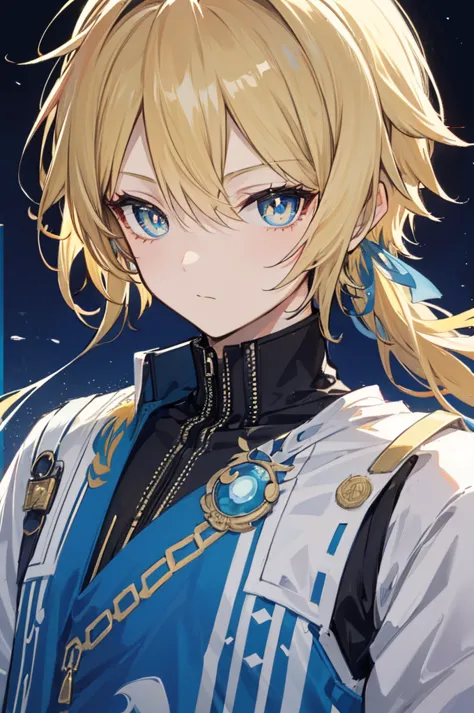 초상화, face_through_torso, arcanepunk, 1man, solo, royalty(prince), light blonde hair, benevolent_face(sky_blue_eyes(spade shaped_...