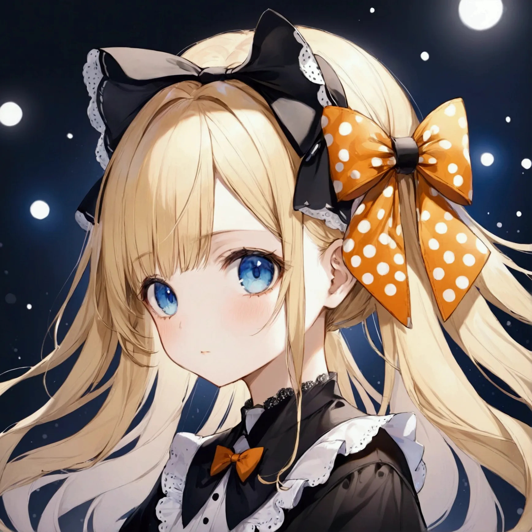 fraction_9, fraction_8_direction_7_direction_6_up, 1 girl, solitary, abigail williams \(destiny\), bow, blonde hair, hair bow, b...