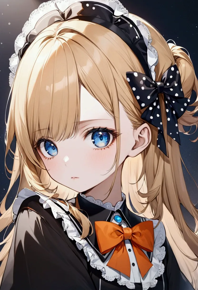 fraction_9, fraction_8_direction_7_direction_6_up, 1 girl, solitary, abigail williams \(destiny\), bow, blonde hair, hair bow, b...