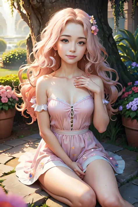 singularity, (best quality, 8k, masterpiece:1.2,),cutest,cute girl,beautiful face,beautiful eyes,beautiful hair, light pink long...