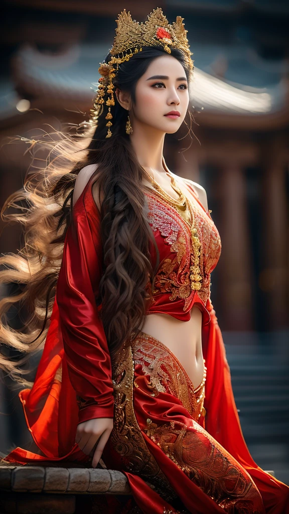 Generate an old monk，Wearing a red cassock，Sitting cross-legged in the temple，Hands together，Dusk light，close up，delicate face，Beautiful scenery，HD details, A woman in a white dress and veil is posing., She dresses up as a belly dancer., gracefully belly dance pose, beautiful costume, Intricate costume, High quality drama costumes, beautiful and elegant, white hanfu, Inspired by Tang Di, this tradition, traditional beauty, belly dance, Dilraba Dilmurat, Chinese dress, Very beautiful Enga style.