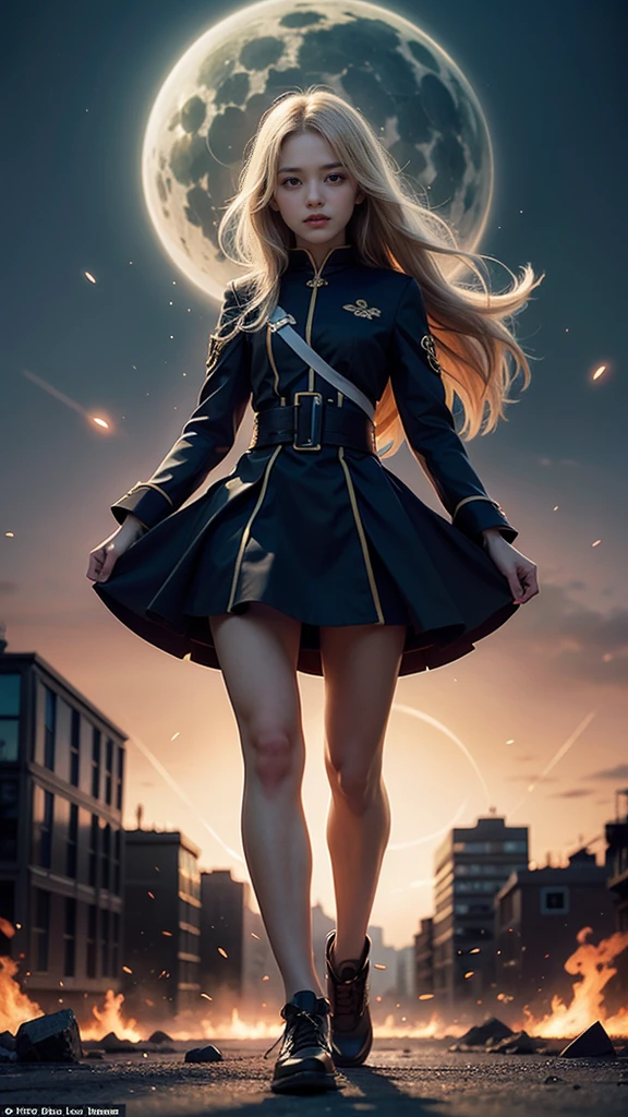 (Giantess element, high resolution, high quality, accurate body structure, detailed body), focus on girl,
BREAK,
(Black Magician Girl:1.3),sexy, combat uniform, girl, looking up at approaching woman from below, cute, girl destroying small town, mischievous expression, white skin, smiling, trampling, walking, anatomically correct, accurate human body, accurate skeleton, full body portrait, shock wave from girl's hand, (shock wave from magic wand),
BREAK,
destroying small town, rubble, burning small town, destroyed small building, collapsed highway, car being crushed, evacuation of residents, sunset, burning small town, rubble scattered at feet, taller than skyscrapers, increase destructive element, make city smaller,
BREAK,
blue-eyed monster, dragon flying in the sky background, (Blue Eyes White Dragon),