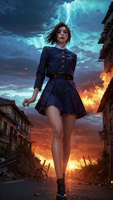 (giantess element, high resolution, high quality, accurate body structure, detailed body),
break,
sexy, uniform, girl, looking u...