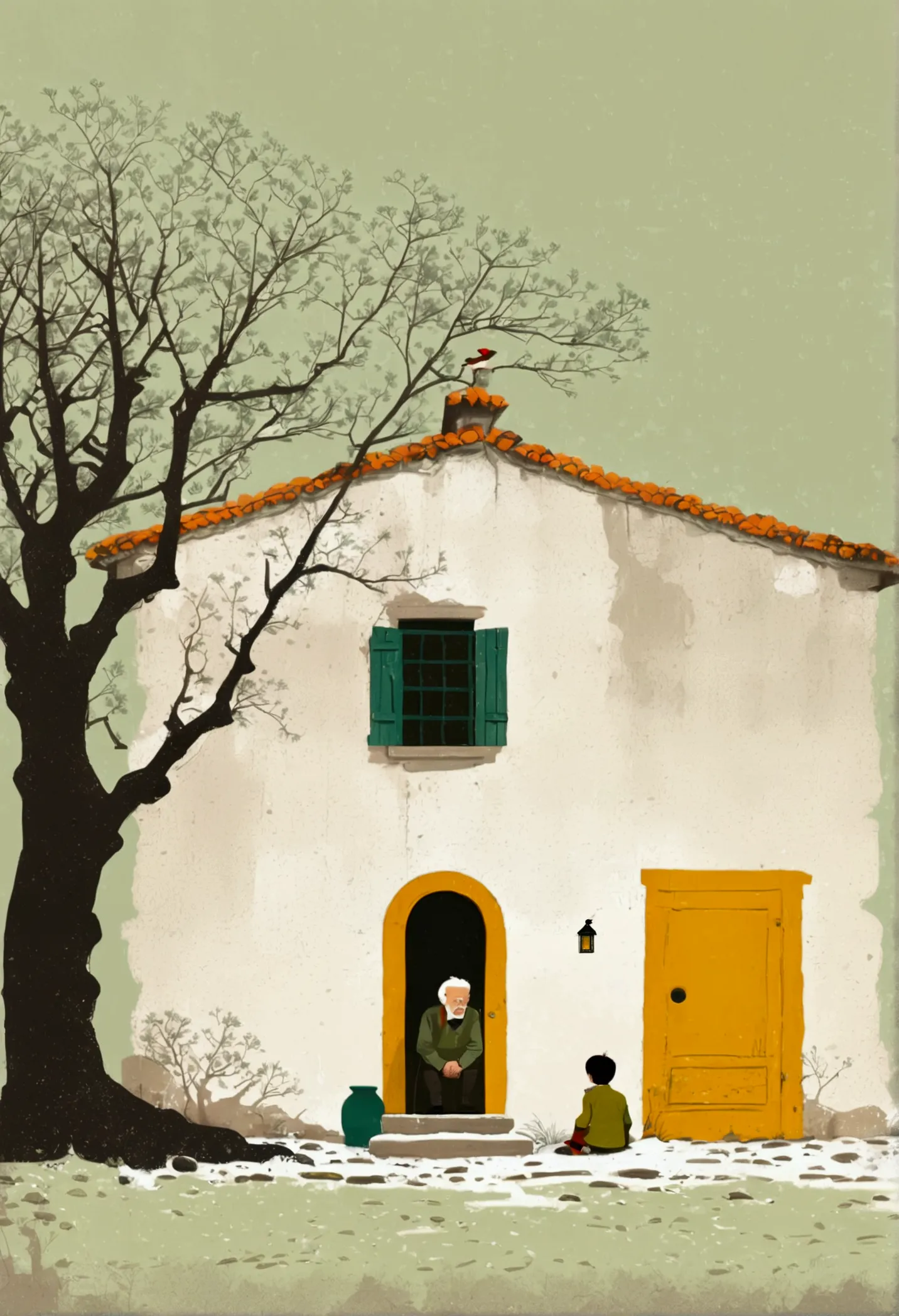 alessandro gotado (alessandro gottardo) style of.(((blank,negative space:2))).(((simple style,panoramic,wide angle))). a cartoon...