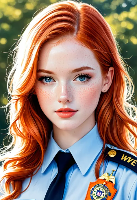 Elizabeth is a young 24 year old woman, slender body with short stature, Her eyes are blue like the sky and her orange-red hair ...