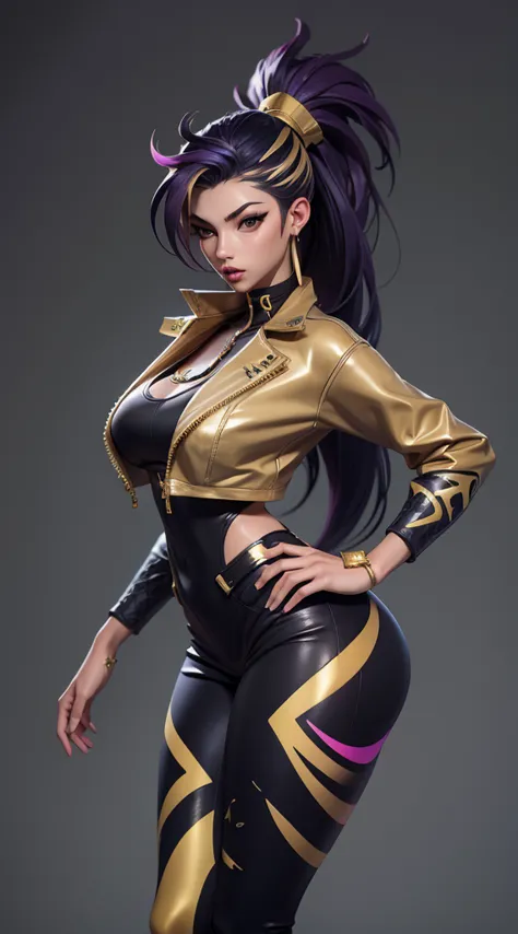 kda akali, front view, big ass, perfect breast, beautiful, sexy, slim, cute, highly detailed, deep focused image, realistic full...