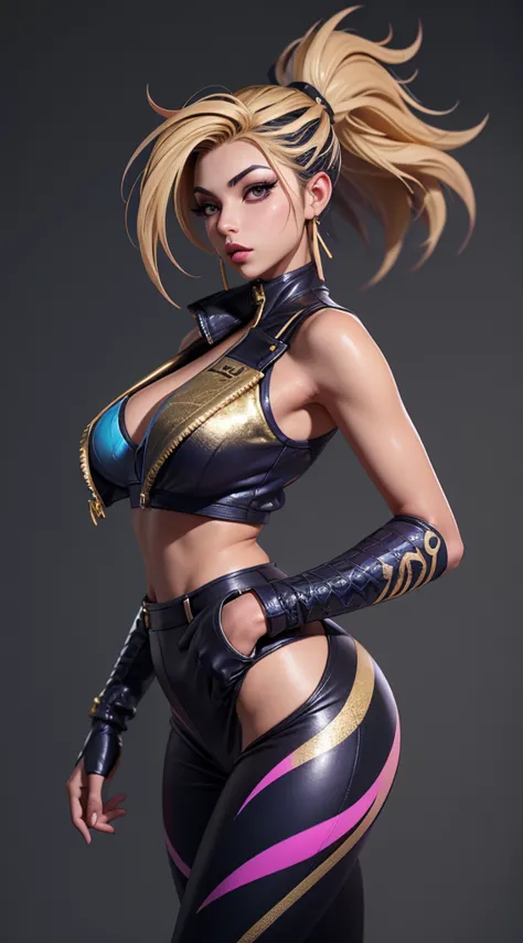 kda akali, front view, big ass, perfect breast, beautiful, sexy, slim, cute, highly detailed, deep focused image, realistic full...